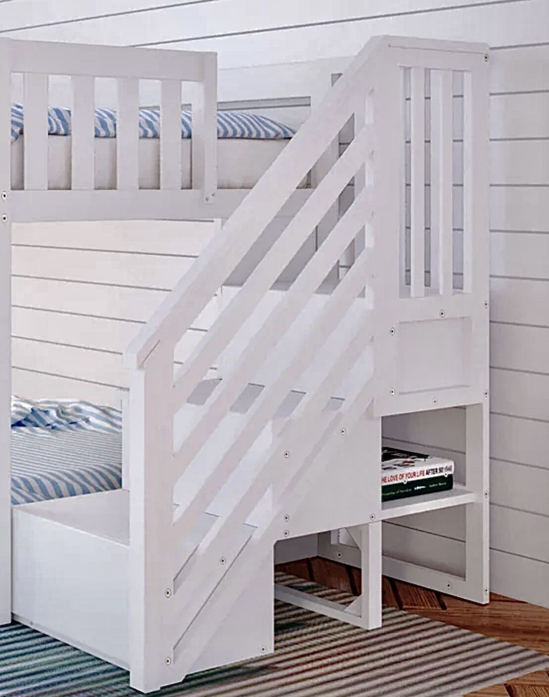 Brand New White Solid Wood 50” Storage Staircase for Loft or Bunk Bed