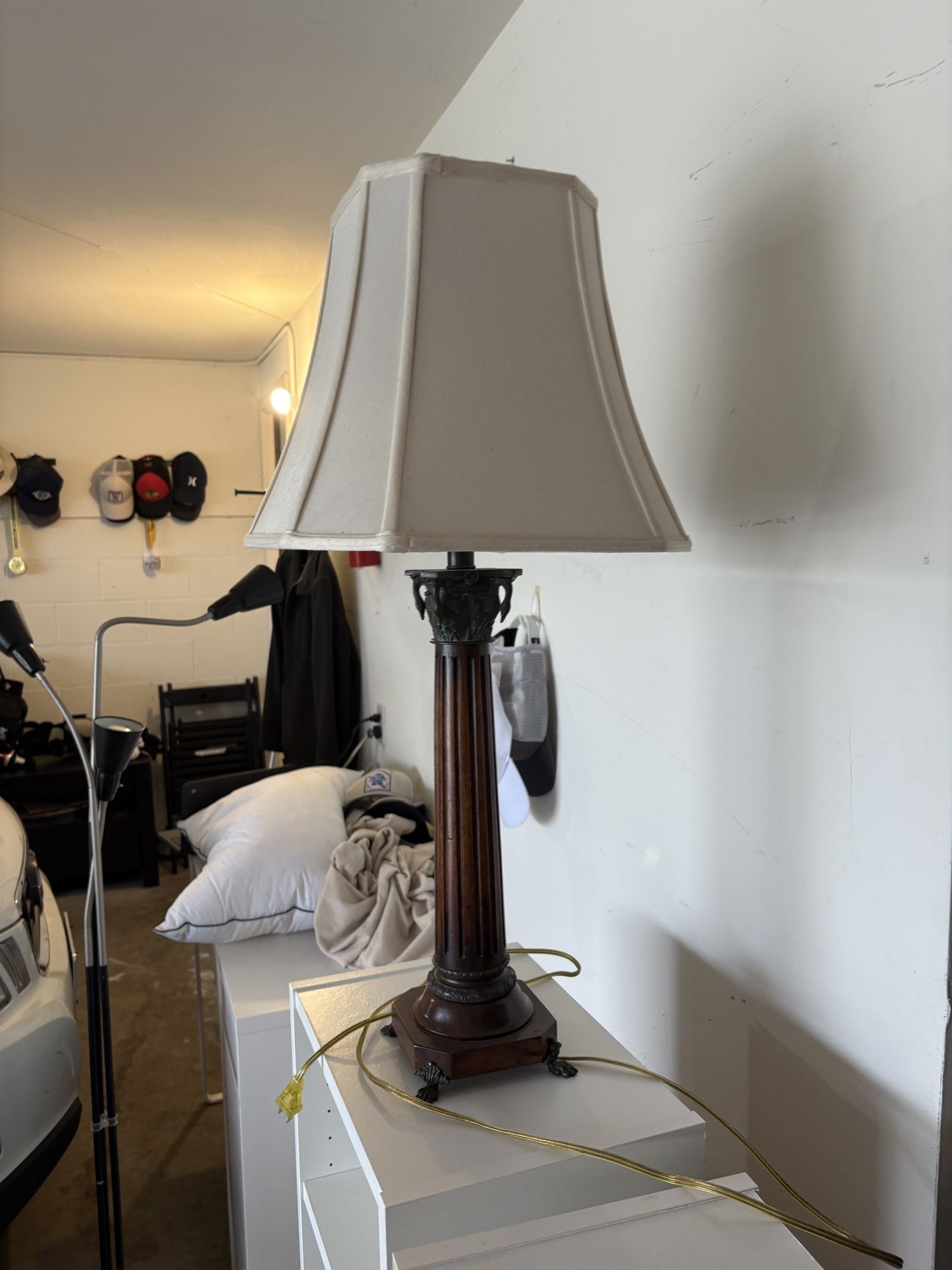 Antique wood carved lamp