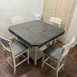 Modern Two-Tone Dining Table Set with 4 Chairs – Seats 6