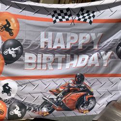 Happy Birthday Motorcycle Birthday Banner