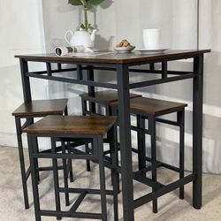 Rustic Industrial Breakfast Bar With Stools LIKE NEW!