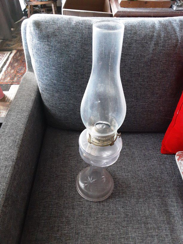Antique Pressed Glass Oil Lamp