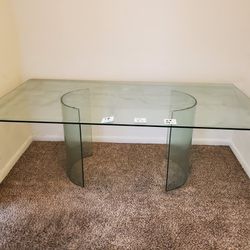 Dining Room Glass Table (78" Long, 40" Wide, 28" Tall)