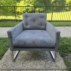 Modern Grey Velvet Accent Chair