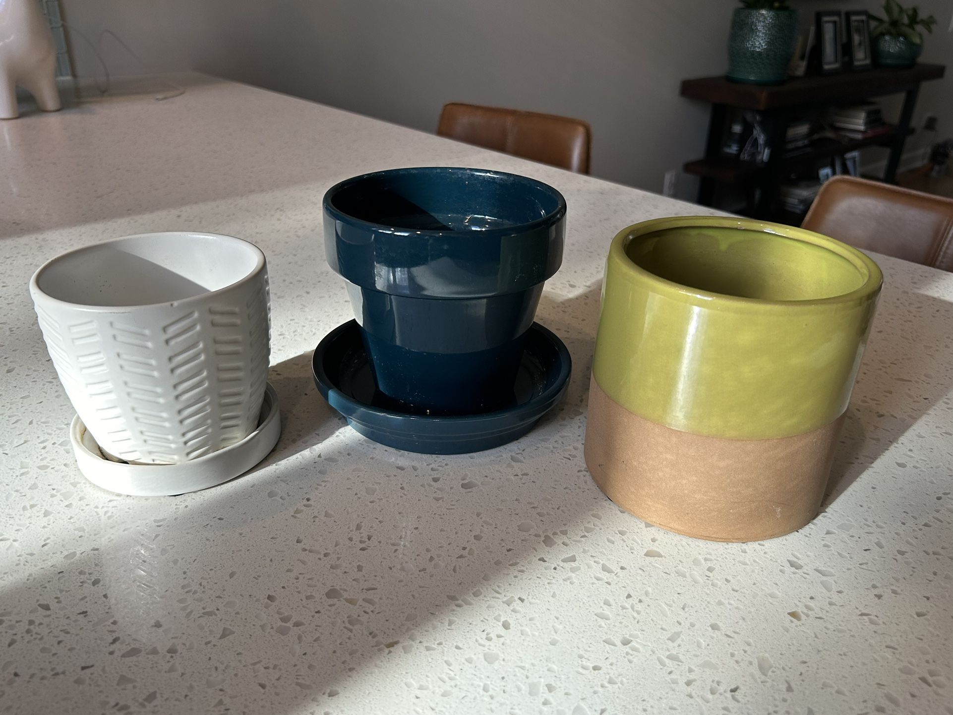 Ceramic Planter Pots - 3 Total