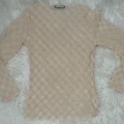 Gucci Sheer Beige Shirt Top Blouse XS/S