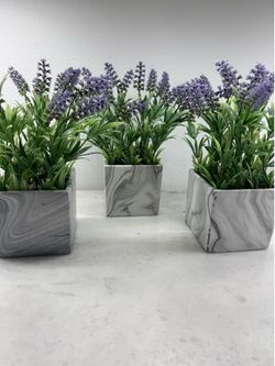 Modern Marble-Style Planters (Set or Individual)