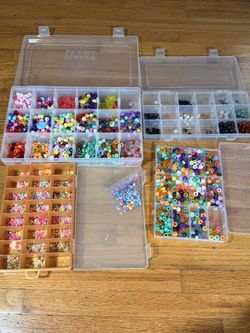 Large Mixed Jewelry Making Bead Lot + Organizer Cases Craft Beads Findings