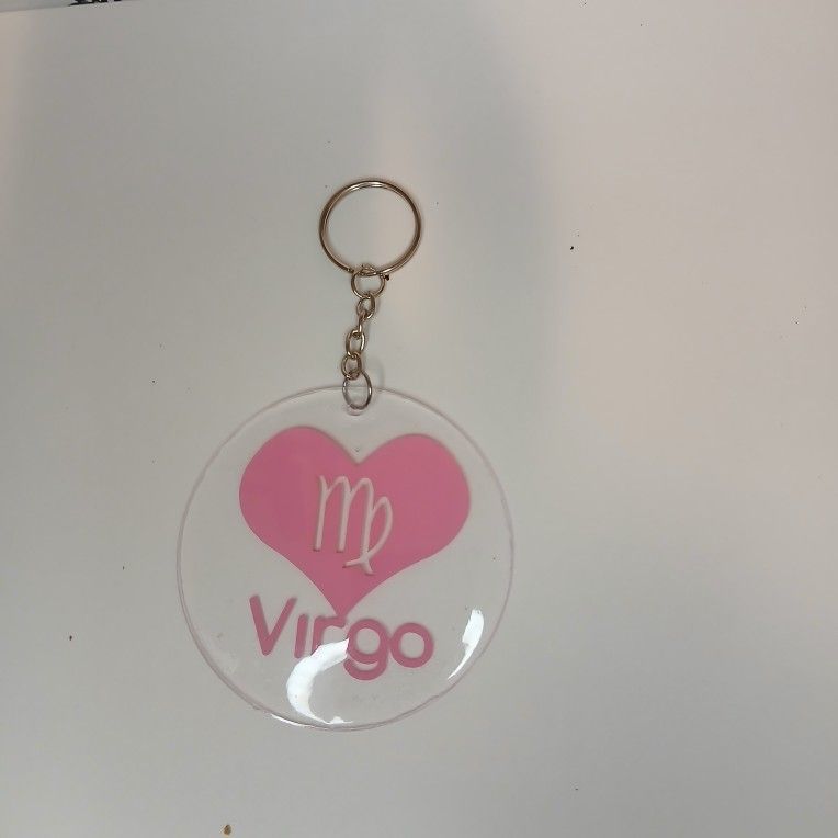 Pink heart handmade zodiac keychain 3 in