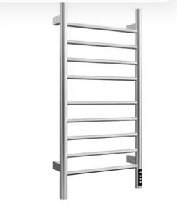 8-Bar Wall Mounted Plug-in and Hardwired Electric Bathroom Towel Warmer Drying Rack Towel Heater in Brushed Nickel