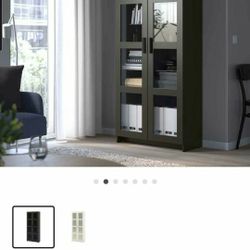 ikea BRIMNES Glass-door cabinet, black, Curio Dining Bookcase