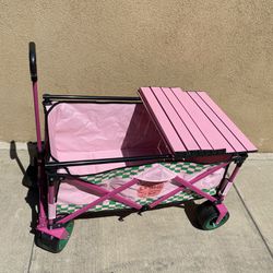 New Foldable Pink And Green Wagon With Removable Metal Top