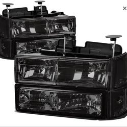 94-98 gmc c/k [1500] [2500] [3500] 94-99 gmc Yukon 8pcs headlights complete set, conjunto de faros delanteros