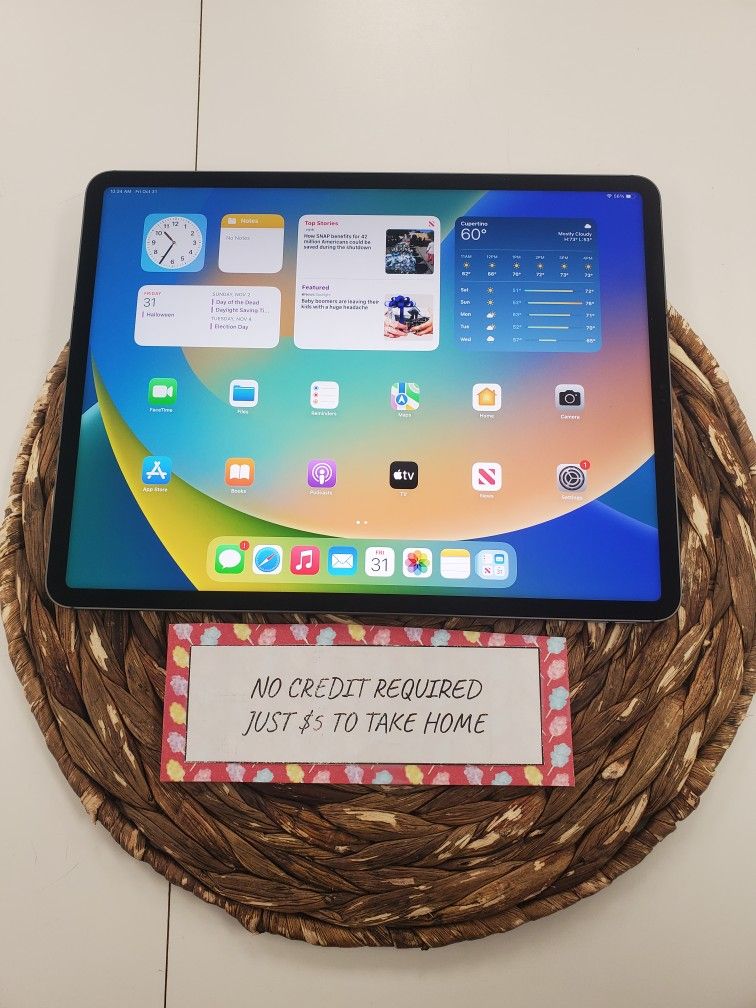 ๐ค iPad Pro 12.9 5th Gen Tablet โ Save Up to 60%! Starting at $479 or $1 to Take It Home Today with Warranty