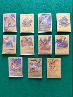 Gold Pokémon-Style Collectible Cards – Variety of Characters