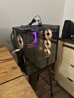 Gaming Pc with 2 monitors, keyboard, mouse, 2 speakers