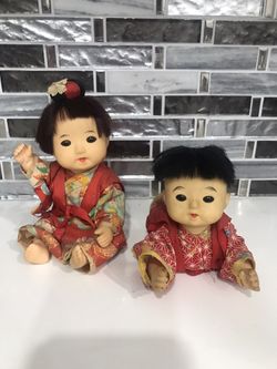 Vintage Ichimatsu Baby Japanese Dolls Set