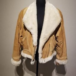 Wilsons Adventure Bound Women's L Tan Suede Leather  Aviator Jacket