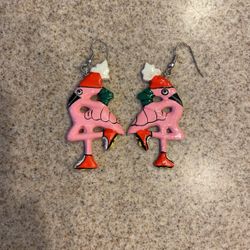 Flamingo/Christmas Earrings, Wood Earrings, $5 