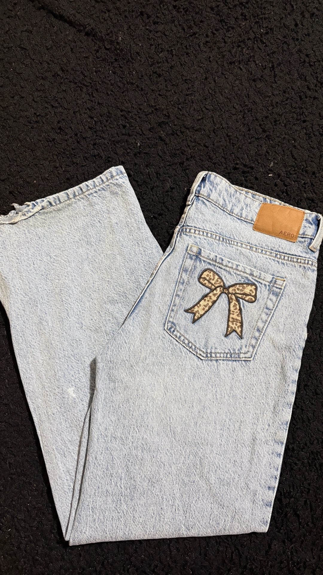 Aeropostal cheetah print bow baggy Jeans
