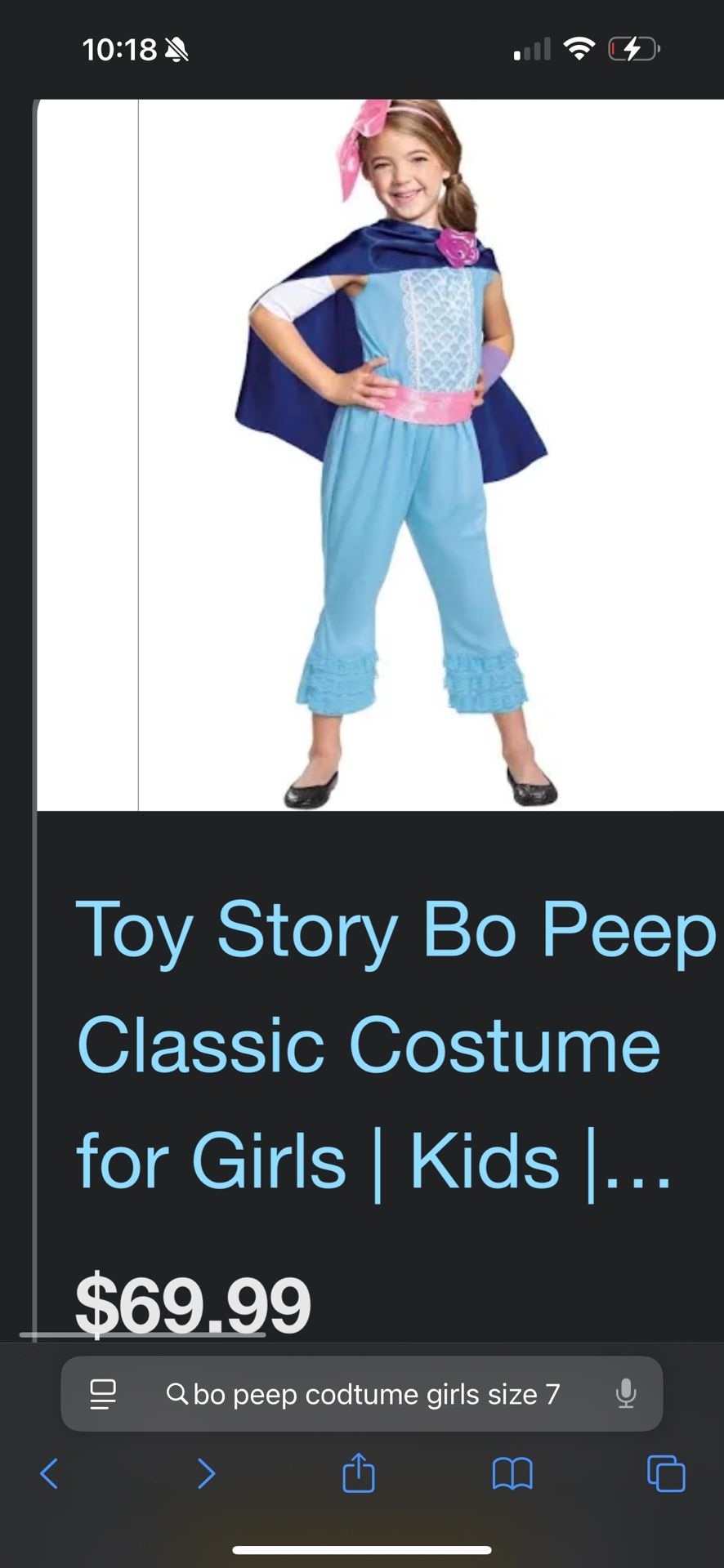 Bo Peep Halloween Girls Costume