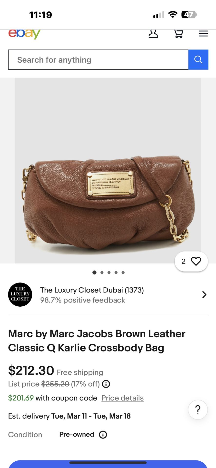 Marc Jacobs Bag New With Tags Dust Bag