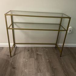 Console Table With Gold Trim And Glass Shelves