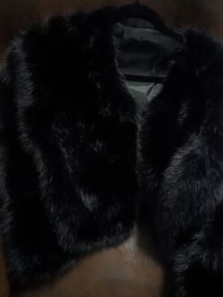 Fur Short Coat W Scarf & Hand Cuffs Set