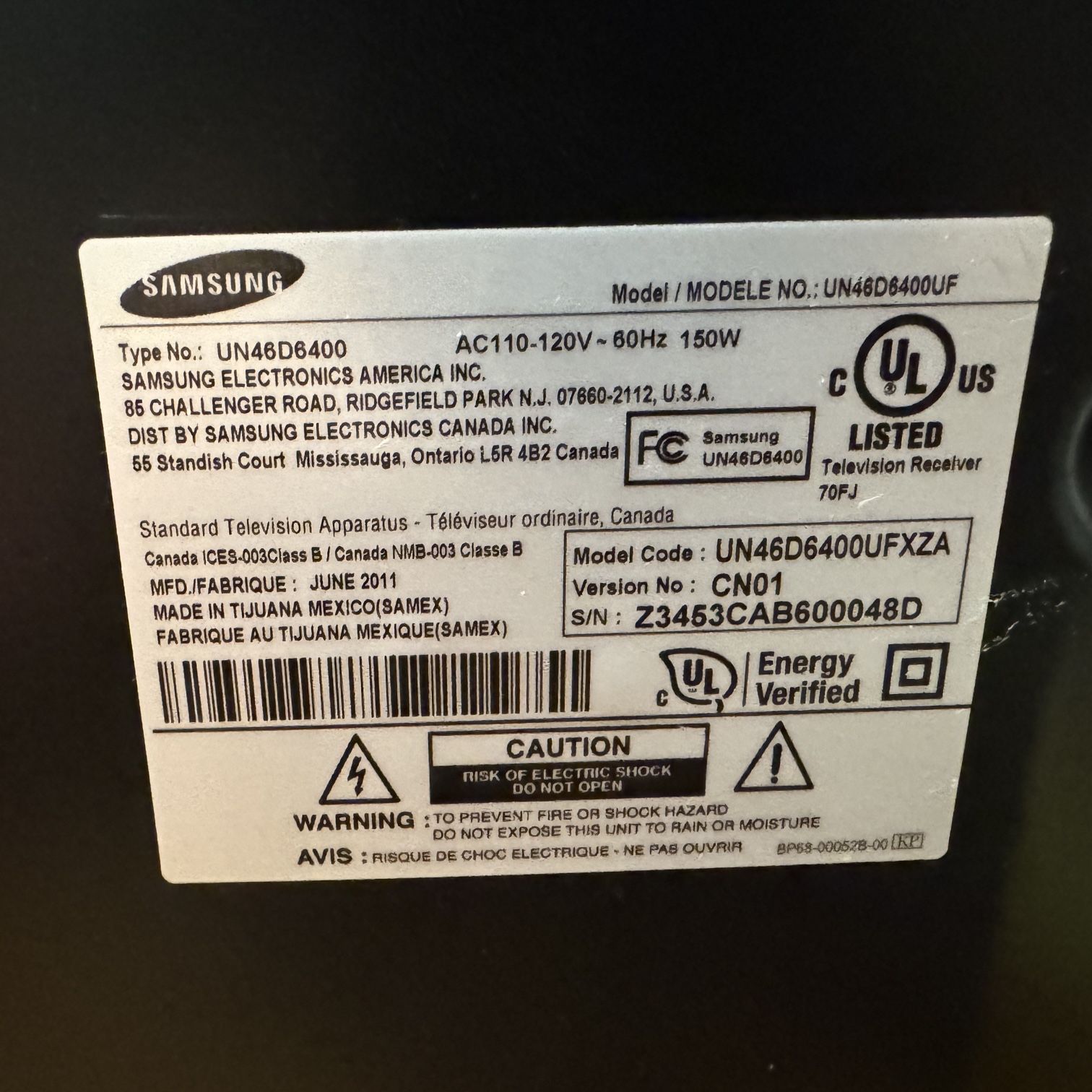 UN48D6400 Samsung TV 46inch Smart TV for Sale in Walnut Creek, CA