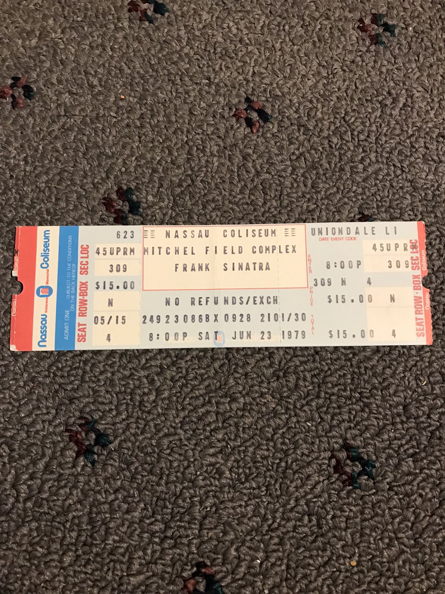 Frank Sinatra Unused Ticket Stub