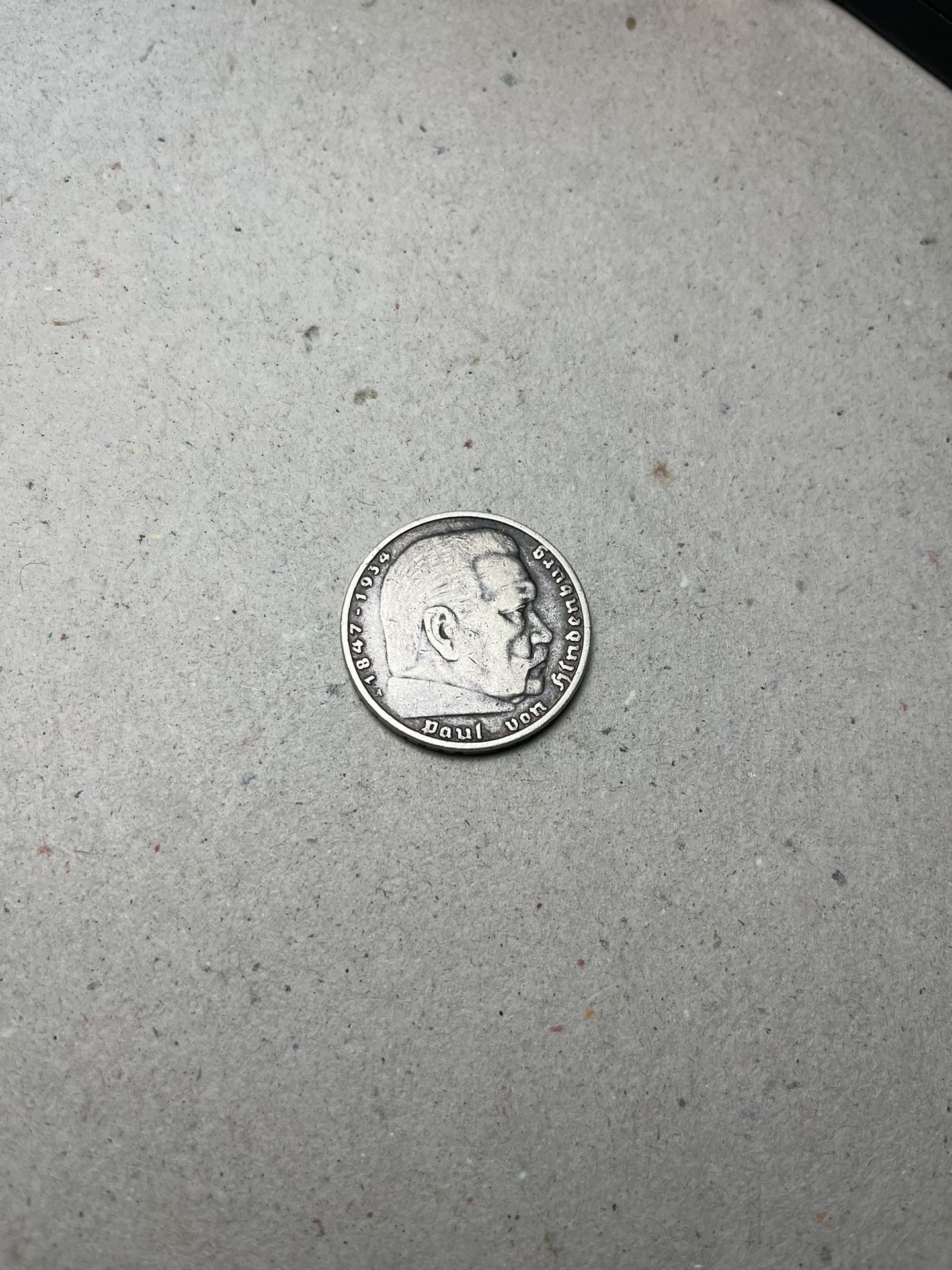 1936 President Paul Von Hindenburg Silver 5 Marc Coin