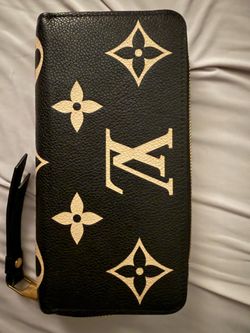 Authentic Louis Vuitton Bicolor Monogram Empreinte Zippy Wallet Black Beige M80481