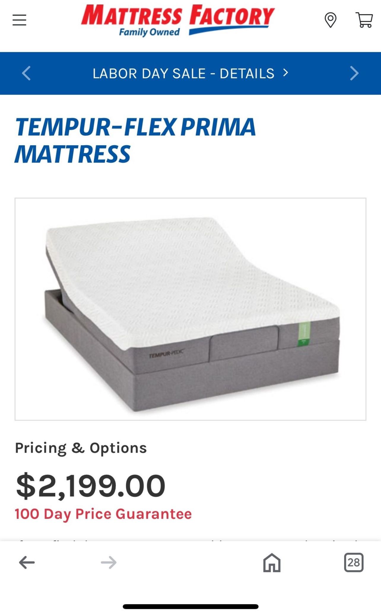 Queen size electric reclining bed