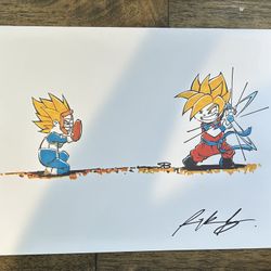 Autographed By Rick Basaldua Original Art 8 1/2”x11” Sketch Card DragonBall Z
