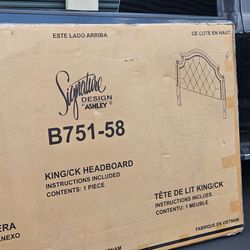 ASHLEY SIGNATURE LODENBAY KING UPHOLSTERED HEADBOARD ONLY W/ KING MEATAL RAILS