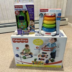 Fisher Price Activity Walker, Fisher Price Rock A Stack Rings, And Fisher Price Learning Phone