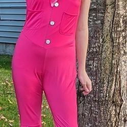 Western Barbie Pink Jumpsuit Halloween Costume 