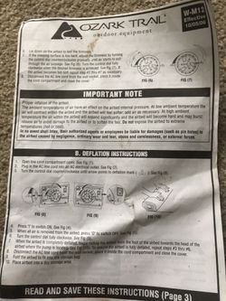 Bed blow up Ozark trail full size double mattress