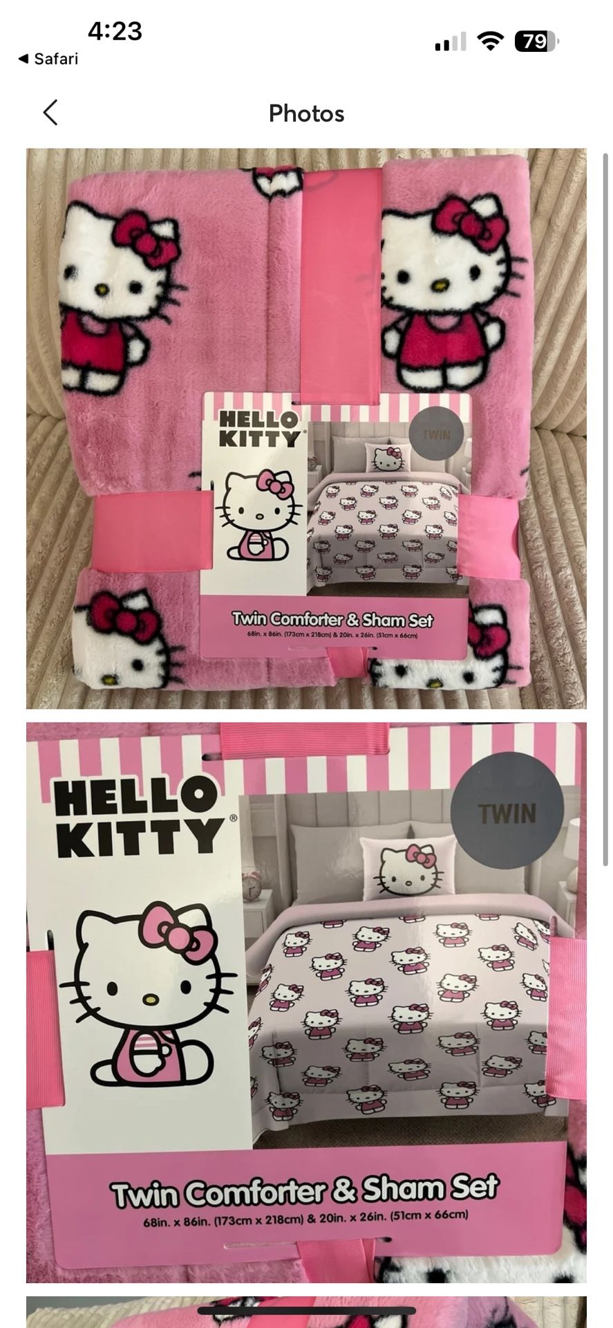 USED HELLO KITTY TWIN COMFORTER