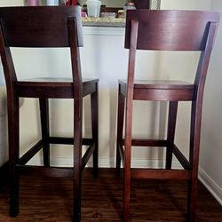 Set of 2 Solid Wood Bar Stools - 30” Seating Height