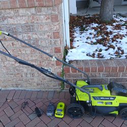 Ryobi 18V Lithium 13" Push Mower Lawnmower w Battery and Charger 