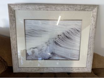 Wave art in wood frame