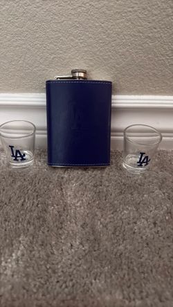 LA Dodgers Flask And Shot Glasses