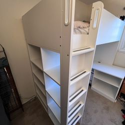 Loft Bed Frame, Desk And Storage   White