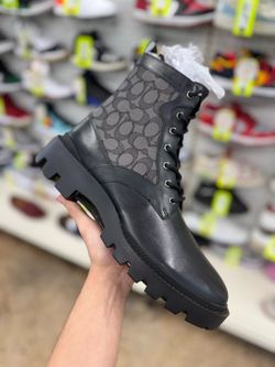 COACH CITYSOLE LEATHER JACQUARD SIZE 11.5 BOOTS NEW