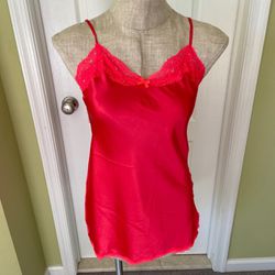 Victoria’s Secret XS Red Lacey Lingerie Nightgown Slip Sleep Dress V-Neck with Rhinestones