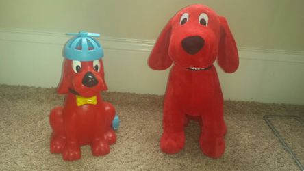 Clifford the Big Red Dog water sprinkler and Kohl's plush toy