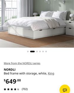IKEA NORDLI King Bed Frame with 6 drawers. Cama con gabetas