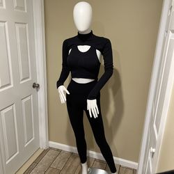 Three Piece Gym Set Sport Bustier Sport Bra Compression Leggings Mock Neck High