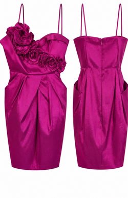 Max & Cleo Fuchsia Rosette Cocktail Mini Dress Size 10